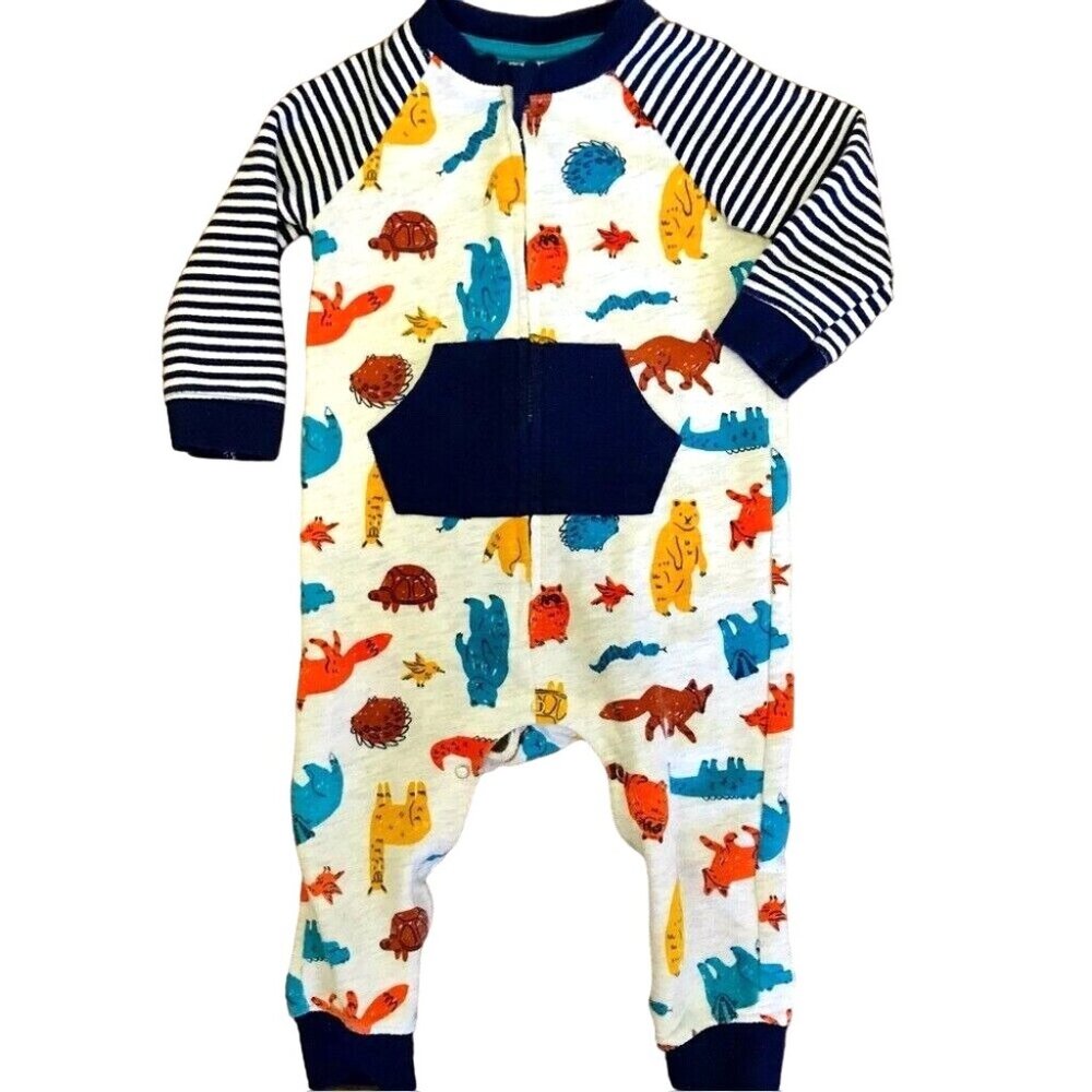 Cat & Jack Woodland Creature Print Sweater One Piece Snap Bottom Size 12 Months